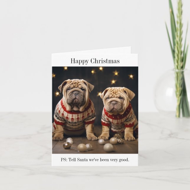 Shar Pei Puppies Bonne Carte de Noël (Devant)