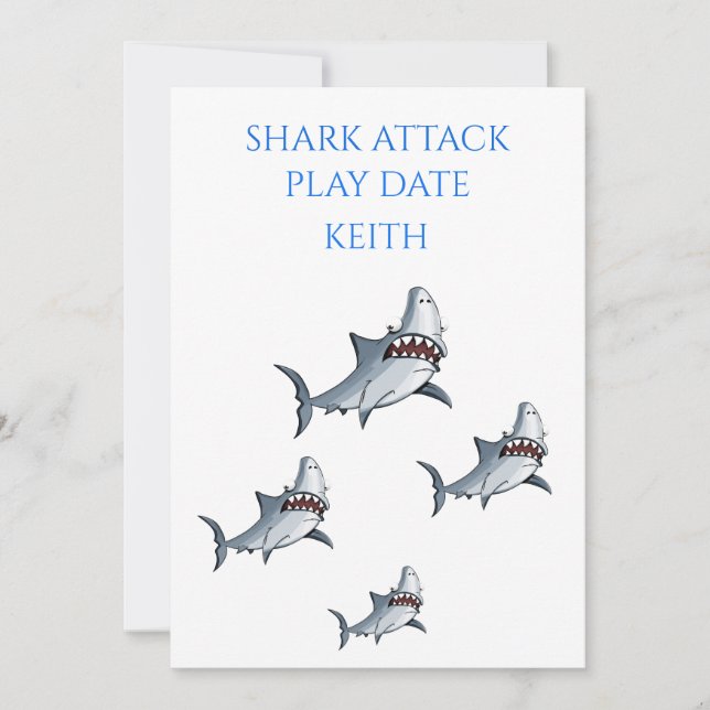 "SHARK ATTACK" JOUER DATE INVITATION (Devant)