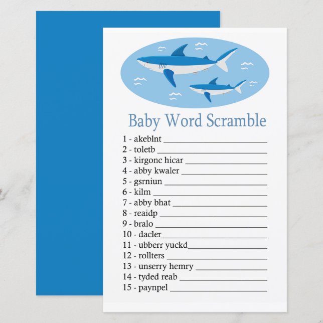 Shark Baby jeu de brouillage de mot (Devant / Derrière)