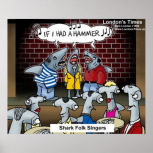 Shark Folk Singers Funny Posters