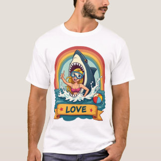 Shark Love - Funny Cartoon Beach T-shirt
