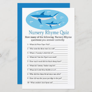 Shark Nursery Rhyme jeu de baby shower