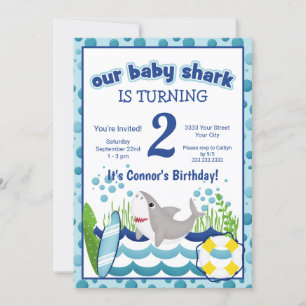 Shark Ocean Beach 2e anniversaire Invitation color