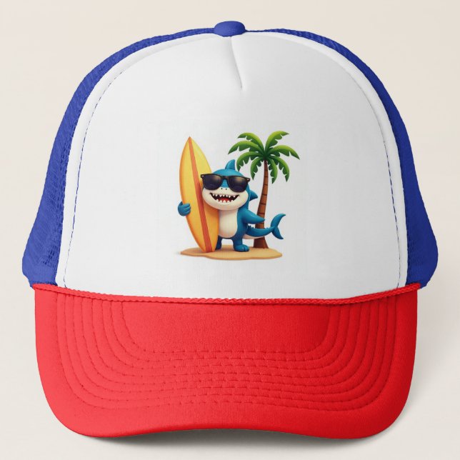 Shark Style 🦈 Casquette Surf avec dessin animé Tr (Devant)