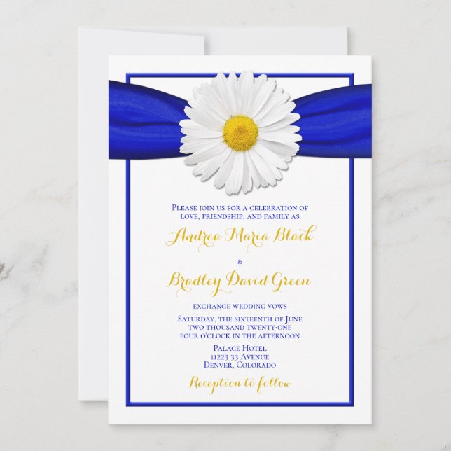 Shasta Daisy avec Faire-part de mariage de ruban b (Devant)