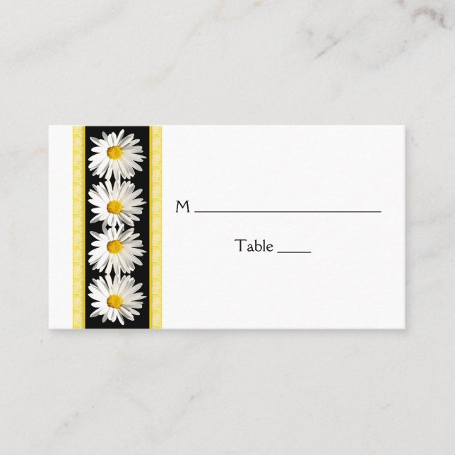 Shasta Daisy Black Gold Mariage Place Cartes (Devant)