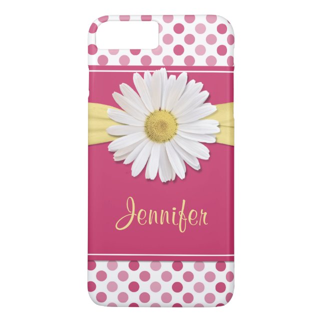 Shasta Daisy Pink Polka Dot iPhone 6 coque (Dos)
