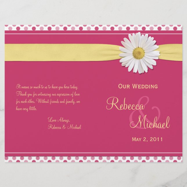 Shasta Daisy Polka Programme de mariage aux points (Devant)