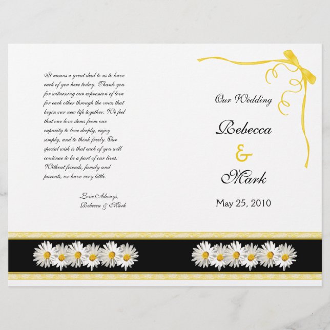 Shasta Daisy Programme de mariage floral (Devant)