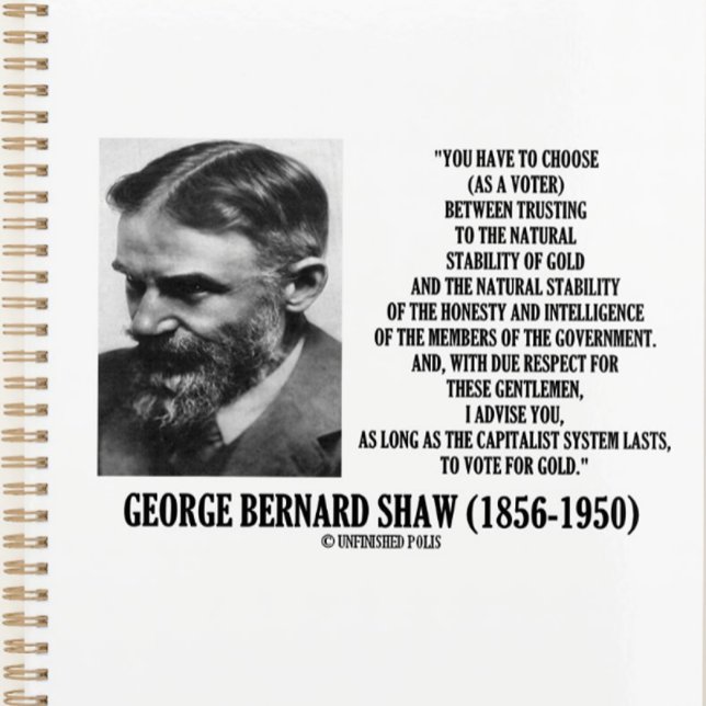 Shaw Stabilité Gold Honesty Membres Gouvernement Q (Funny 'vote for gold' quote by playwright George Bernard Shaw on this planner)