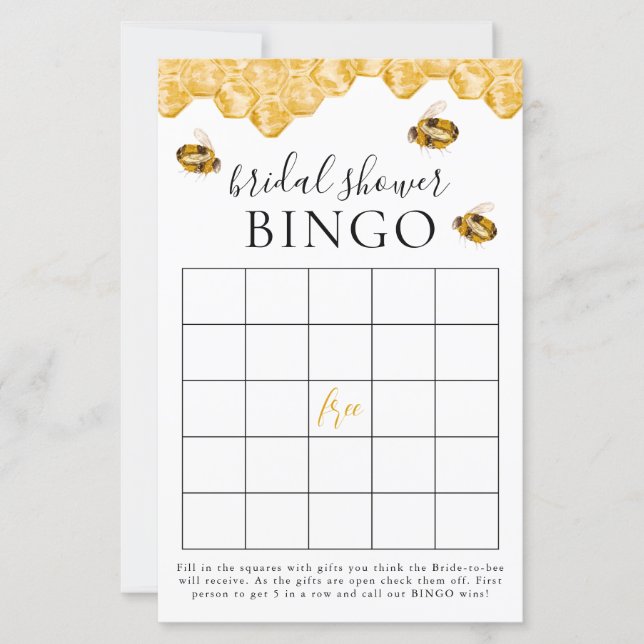 She Found Her Honey Bridal Shower Bingo Game Card (Devant)