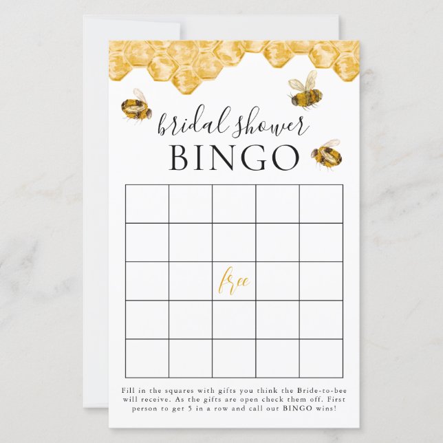 She Found Her Honey Bridal Shower Bingo Game Card (Devant)