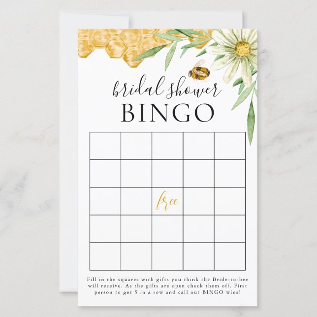 She Found Her Honey Bridal Shower Bingo Game Card (Devant)