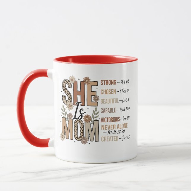 She Is Mom Mug | Floral Leopard Print Mom Gift (Gauche)