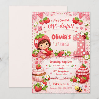 She is Sweet and Onederful 1st Birthday Invitation