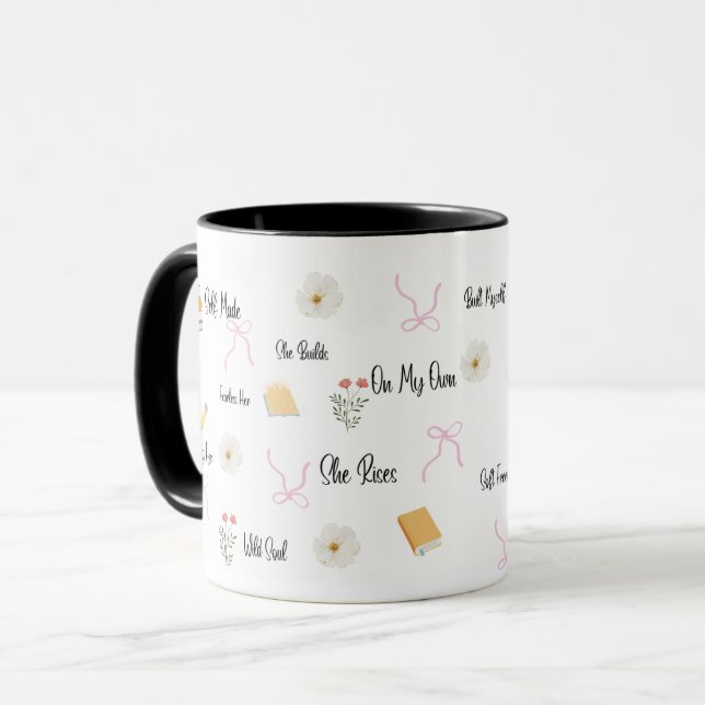 She Rises On My Own Quote Mug,Soft Feminine Mug (Devant gauche)