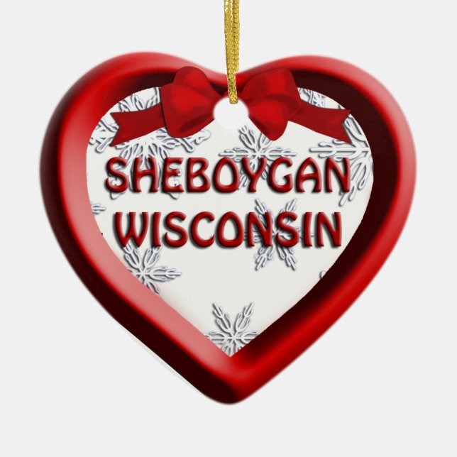 Sheboygan Wisconsin Coeur ornement de Noël (Devant)