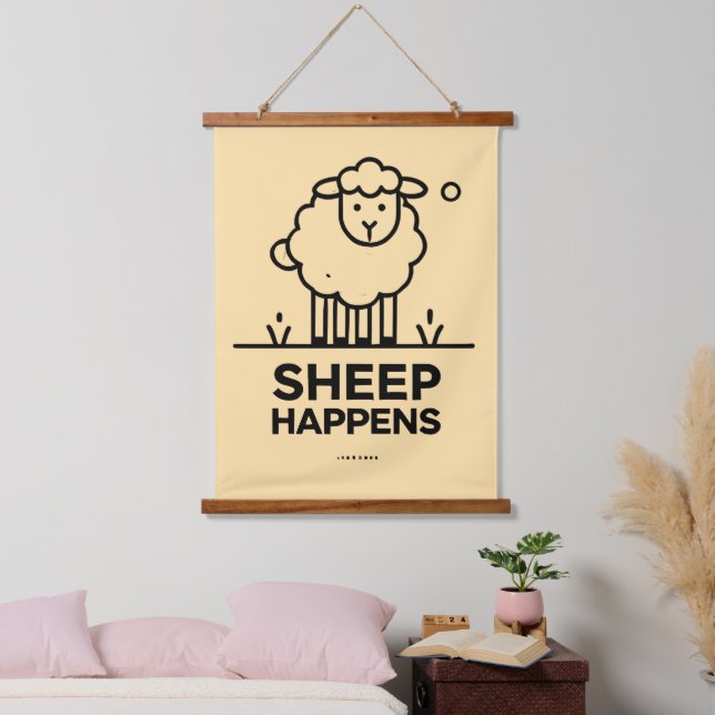 SHEEP ARRIVE Drôle Tapisserie murale avec dessus e (Chambre à coucher)