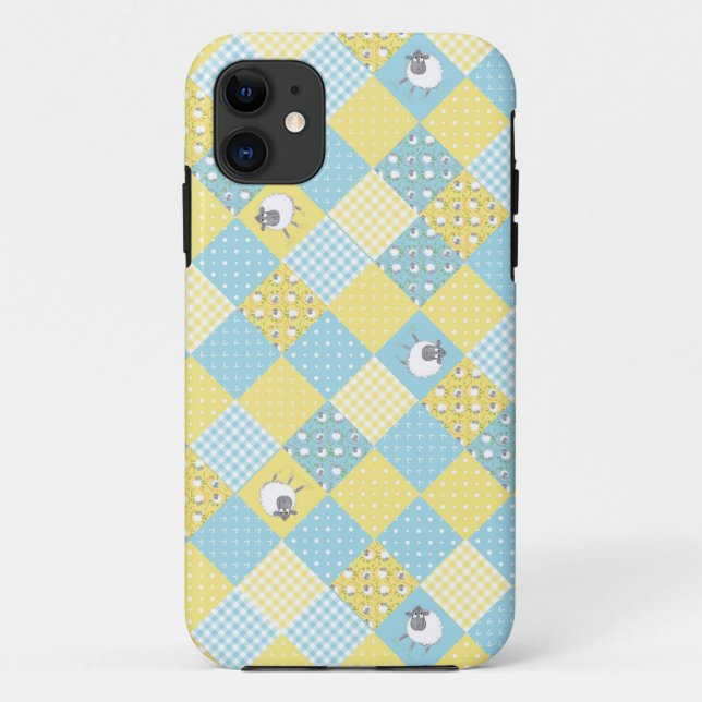 Sheep, Country Faux Patchwork iPhone 5/5s Coque (Dos)