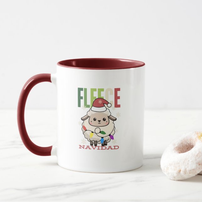 Sheep Cute Fleece Navidad Christmas Pun Mug (Avec donut)