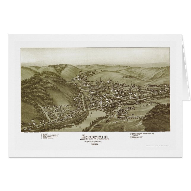 Sheffield, carte panoramique de PA - 1895 (Devant horizontal)