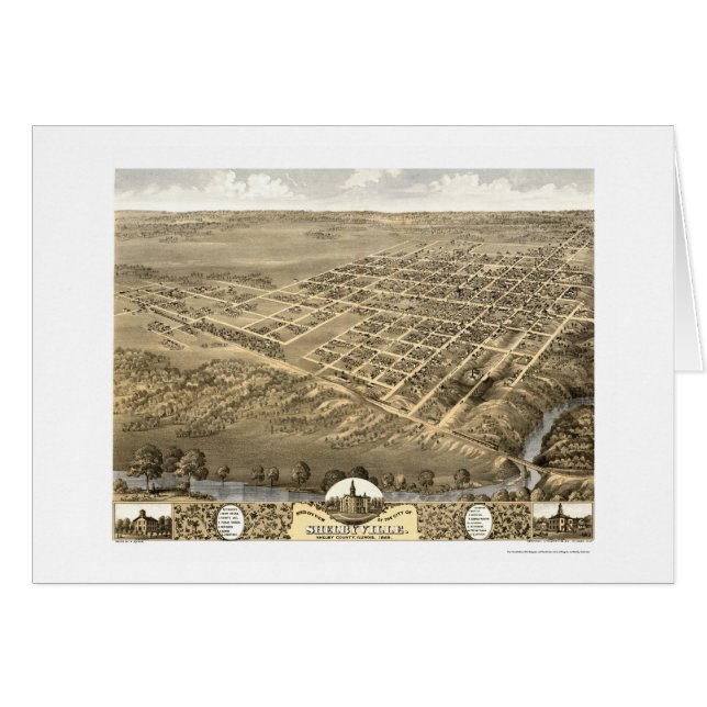 Shelbyville, carte panoramique de l'IL - 1869 (Devant horizontal)