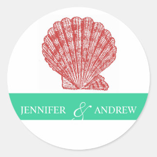 Shell Bride Groom Noms Stickers Mariage