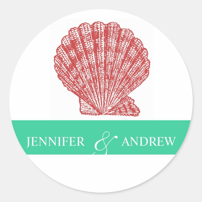 Shell Bride Groom Noms Stickers Mariage (Devant)