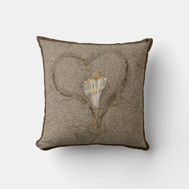 Shell in Heart sur la plage coussin de mariage per (Recto)