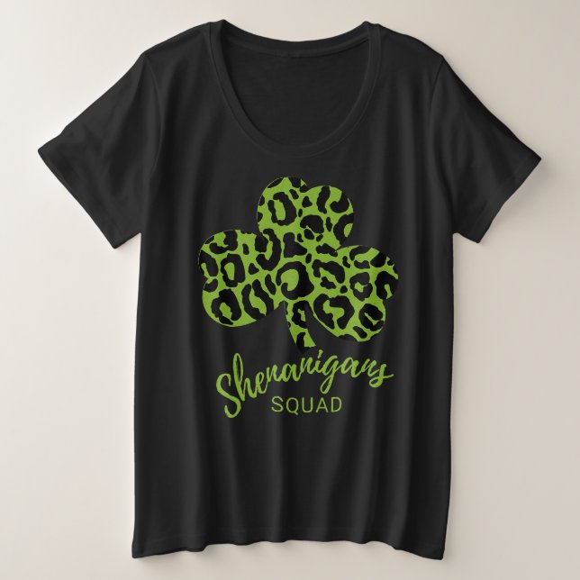 Shenanigan Squad St Patrick's Day Leopard Shamrock (Design devant)
