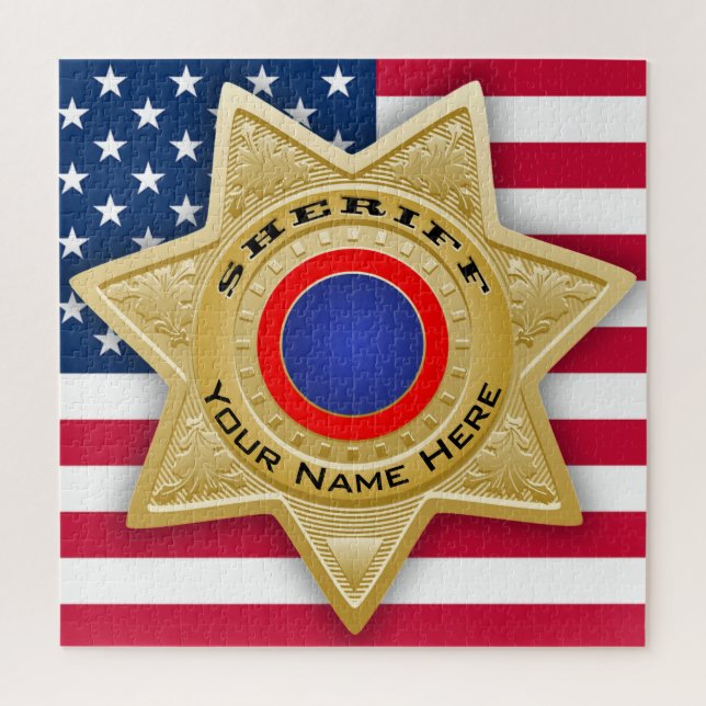 Sheriff Badge Puzzle Personnalisable Ajouter Votre (Vertical)