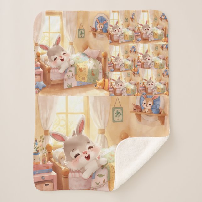 Sherpa "Bunny Enfant Doux Couverture – Lapin Répété Endor (Devant)