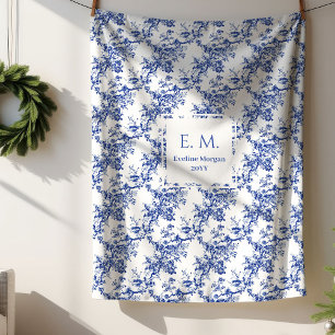 Sherpa Cadeau de couverture personnalisé bleu floral Toil