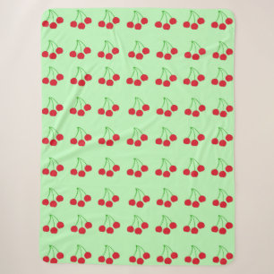 Sherpa Cerises sur couverture verte 60" x 80"