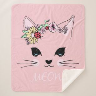Sherpa Chat adorable Couverture de chat de viande rose