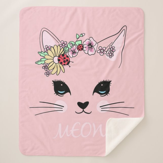 Sherpa Chat adorable | Couverture de chat de viande rose (Devant)