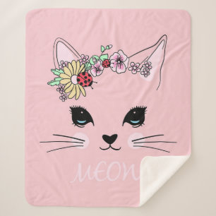 Sherpa Chat adorable Couverture de chat rose mignonne
