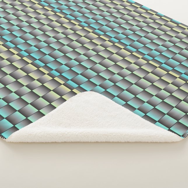 Sherpa Couverture à carreaux sarcelle et gris (3/4)