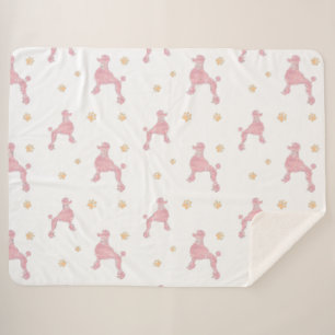 Sherpa Couverture à motif caniche rose pastel minimaliste