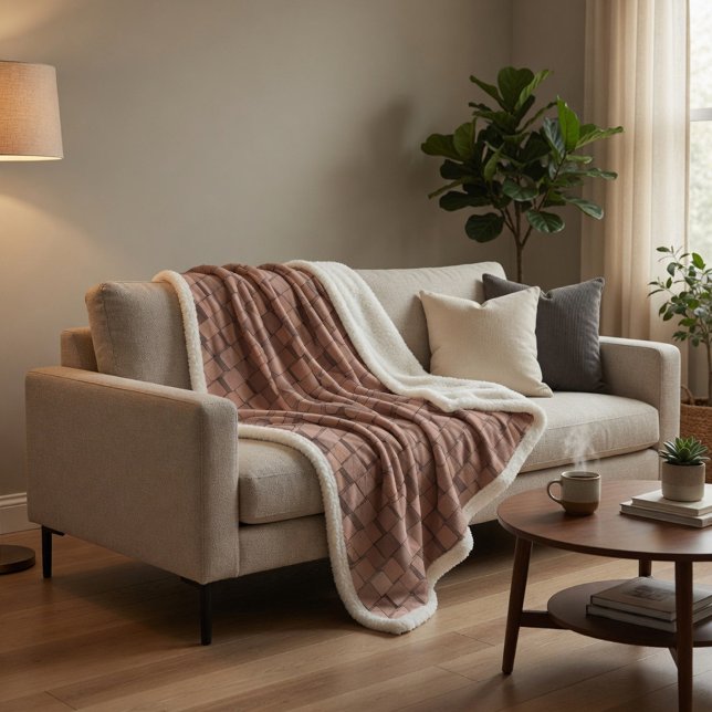 Sherpa Couverture à motif géométrique 3D terreux chaud (Créateur téléchargé)