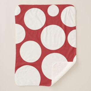 Sherpa Couverture à points blanc et rouge chaud
