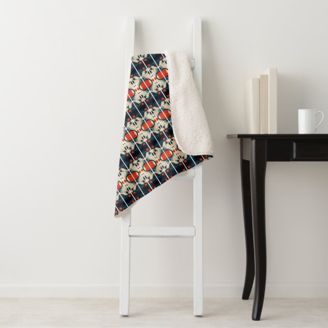 Sherpa Couverture Abstraite Rouge et Sarcelle (En situation)