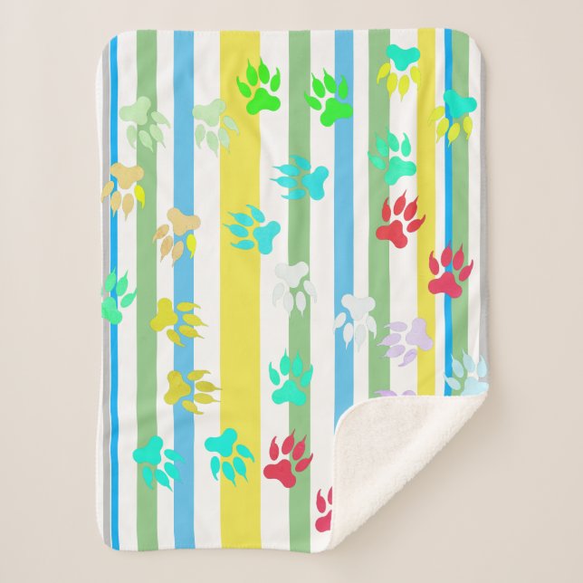 Sherpa Couverture avec des rayures funky et des empreinte (Devant)