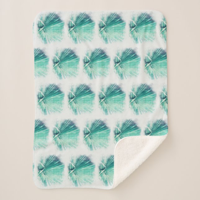 Sherpa Couverture avec dessin de feuille de palmier vert  (Devant)