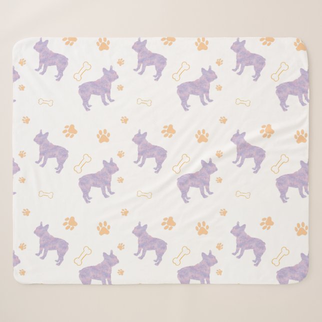 Sherpa Couverture avec silhouette de Bouledogue français  (Devant (Horizontal))