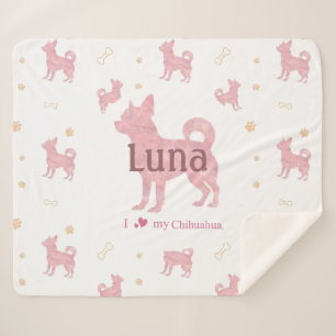 Sherpa Couverture avec silhouette de chihuahua rose paste