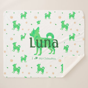 Sherpa Couverture avec silhouette de chihuahua vert paste