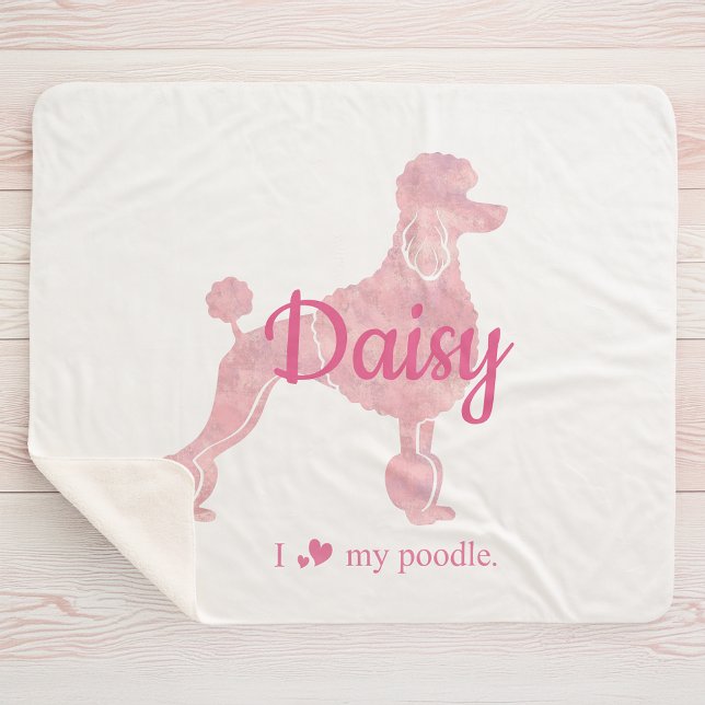 Sherpa Couverture avec silhouette de Poodle rose pastel p (Créateur téléchargé)