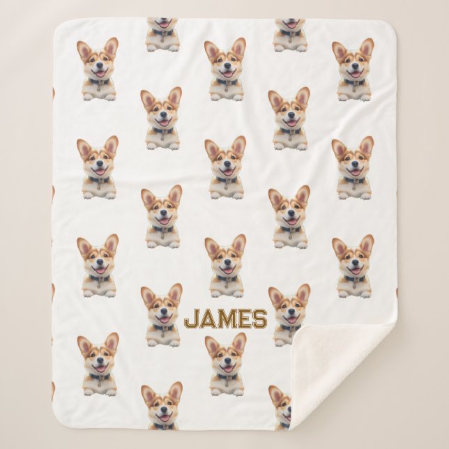 Sherpa Couverture bébé personnalisée avec un Corgi mignon (Devant)