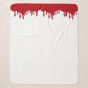Sherpa Couverture blanche avec bordure goutte rouge tomat